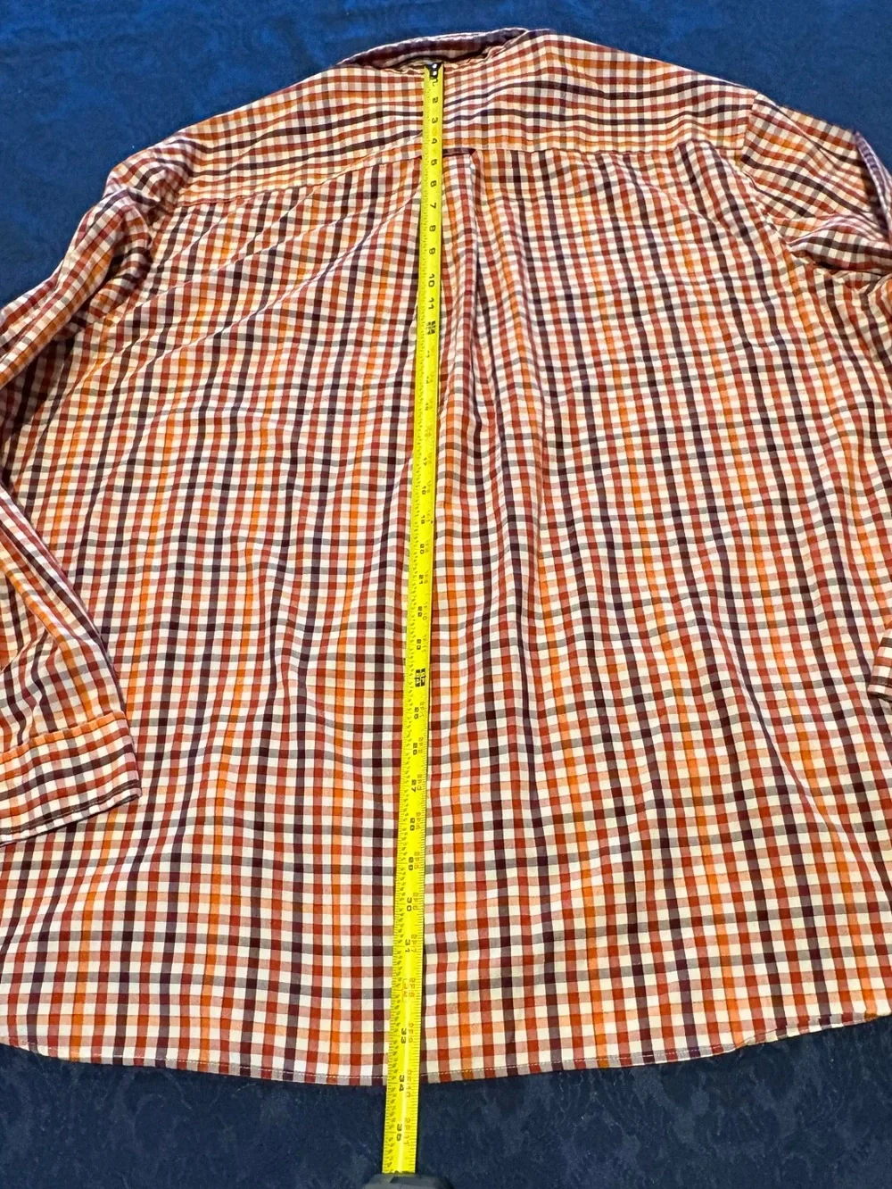 Perfect for fall! 🍁 Saddlebred Orange, Brown & Red gingham men’s shirt